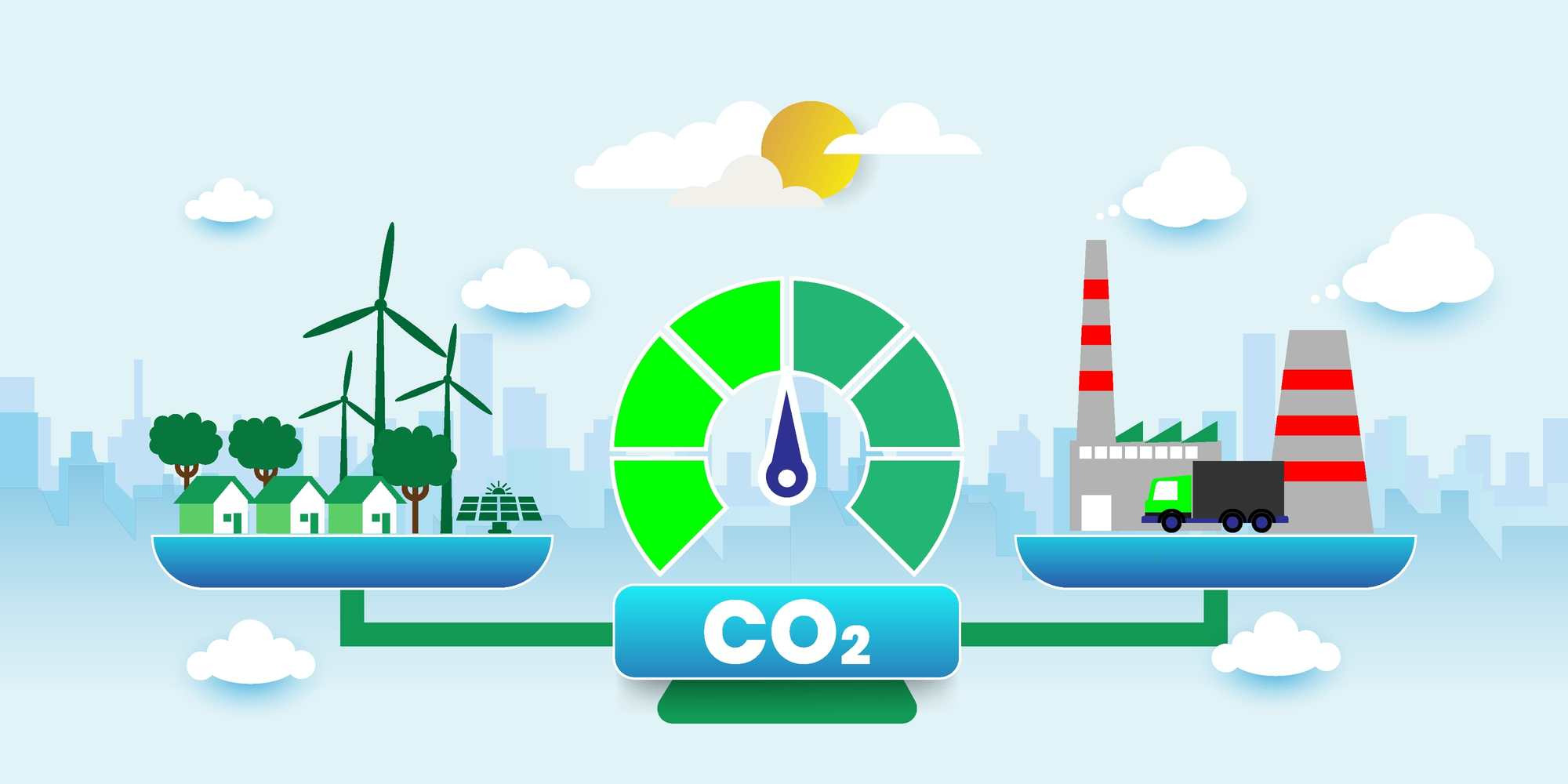 Carbon neutral co2 balance concept With icons.